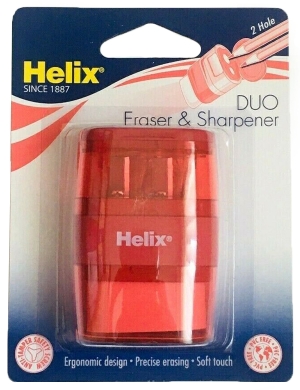 Helix 2 Hole Balance Duo Eraser & Sharpener - Red
